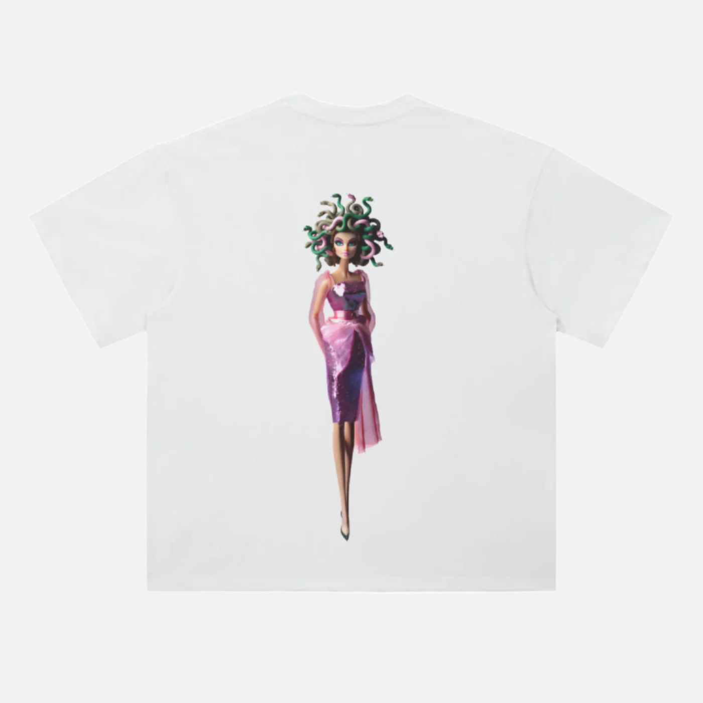 Gorgon in Pink Graphic Heavyweight White Loose Fit T-shirt